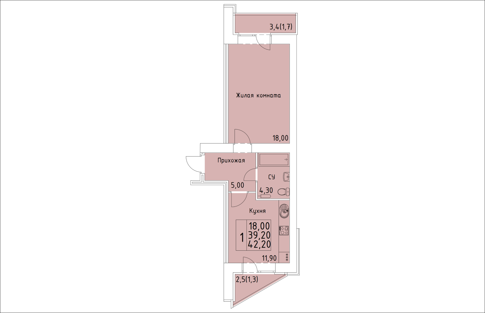 планировка квартиры 42 м2
